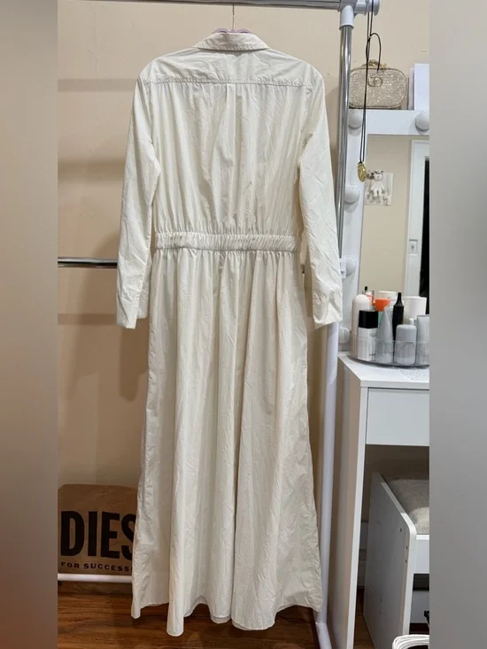 Zara White Shirt Dress Midi Button Front Size M - Picture 6 of 6